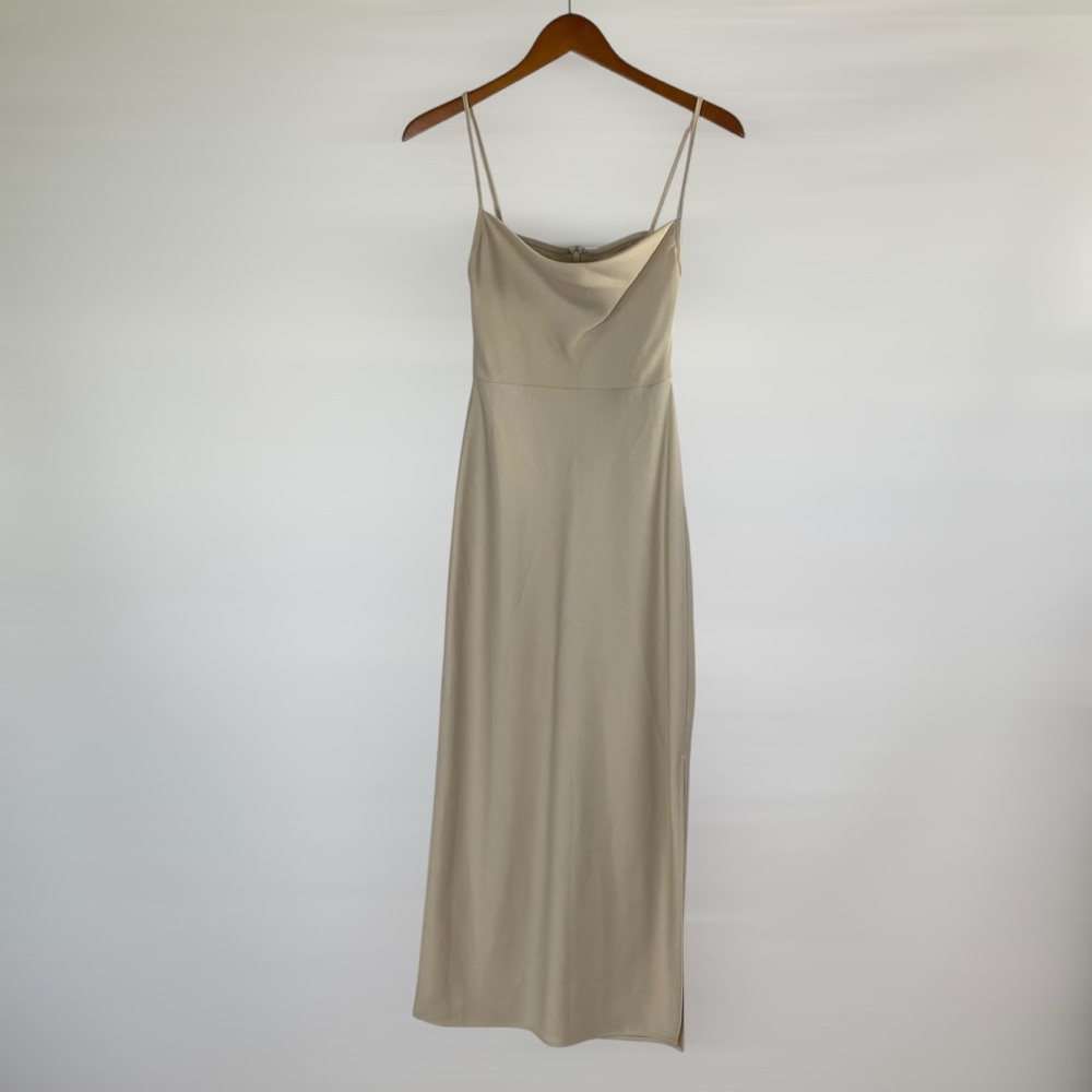 SACHIN & BABI Cali Satin Cowl Drape Neck Maxi Dress in Oyster Bridesmaid Size 0